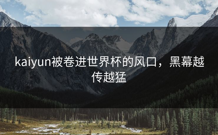 kaiyun被卷进世界杯的风口，黑幕越传越猛