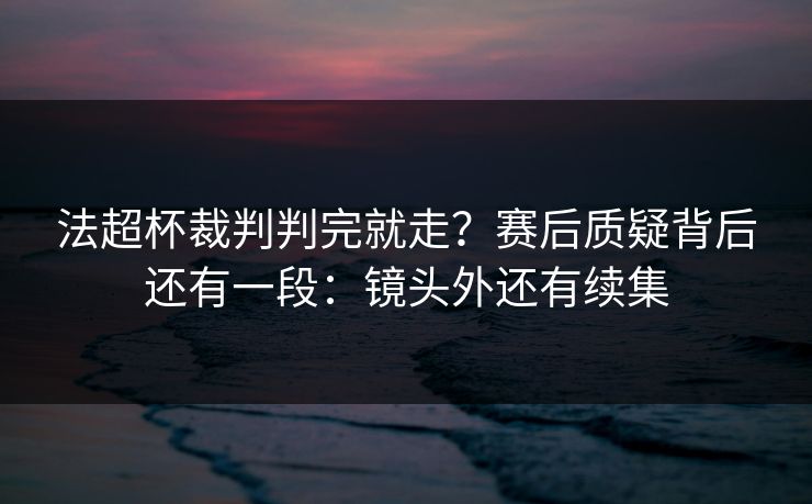 法超杯裁判判完就走?赛后质疑背后还有一段:镜头外还有续集 法超杯裁判判完就走?赛后质疑背后还有一段:镜头外还有续集