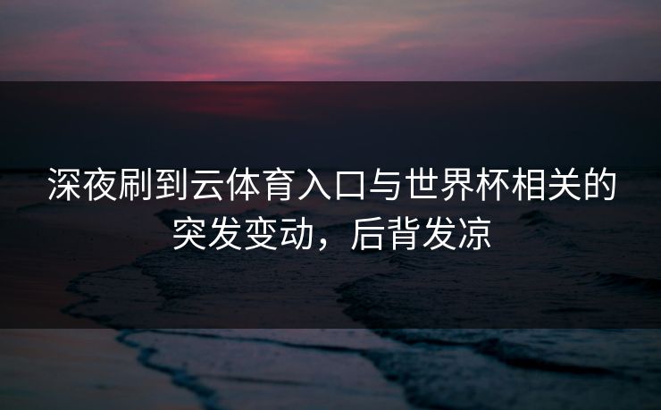 深夜刷到云体育入口与世界杯相关的突发变动，后背发凉