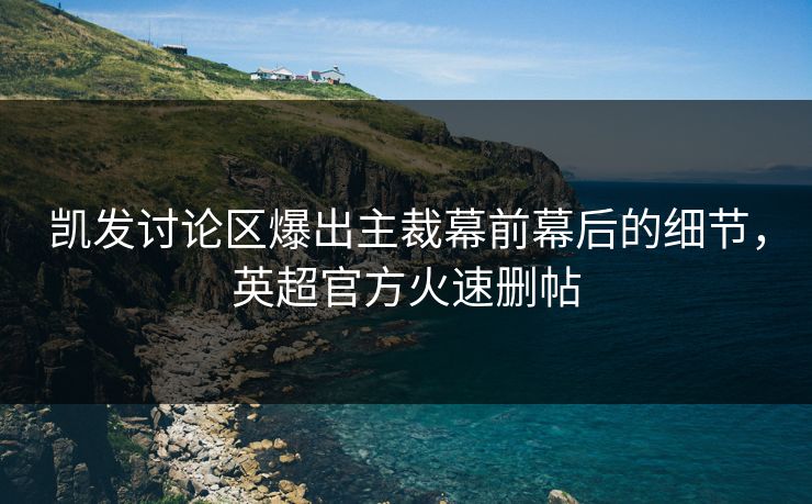 凯发讨论区爆出主裁幕前幕后的细节，英超官方火速删帖